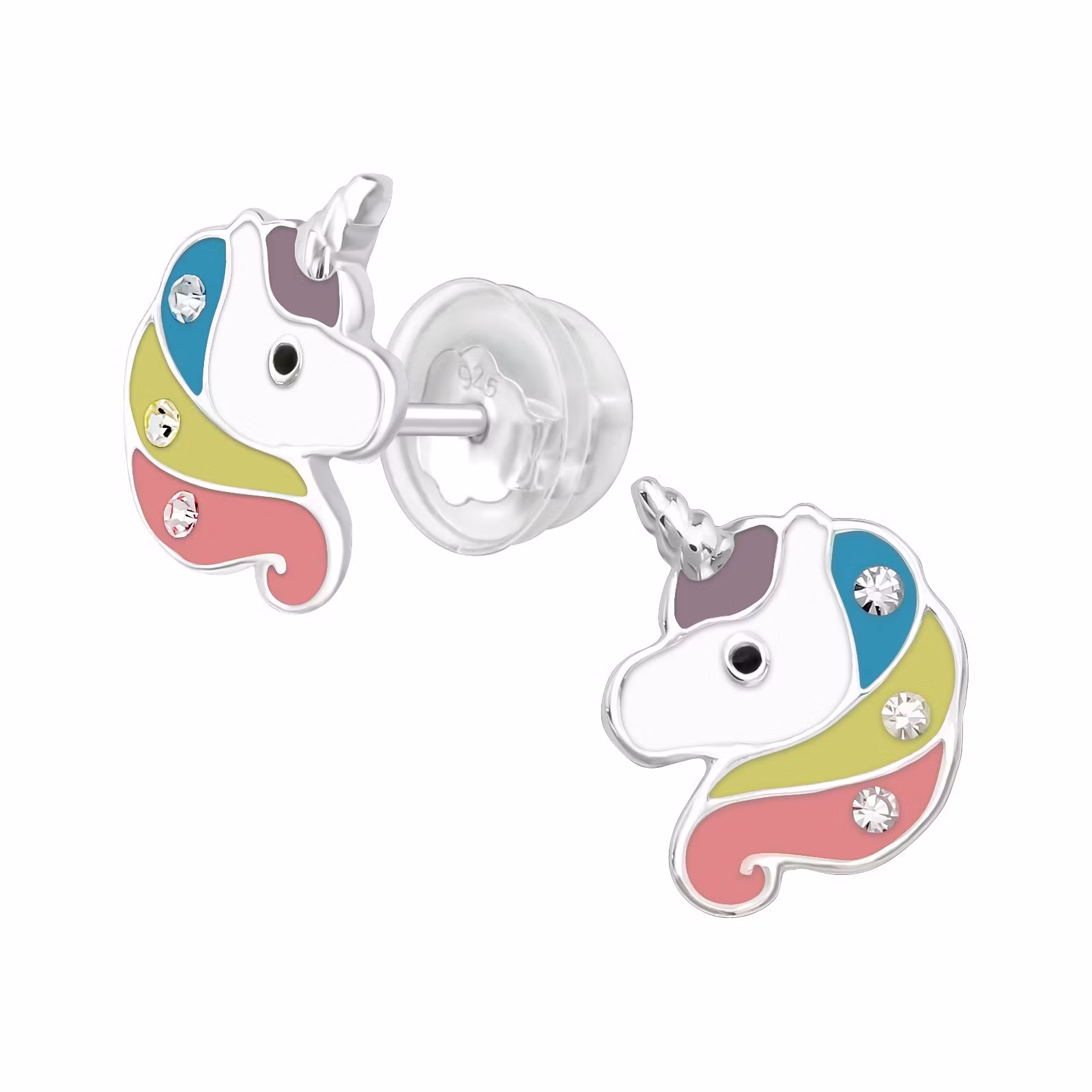 Barnörhängen Enhörning glitter - söta Sweethearts örhängen till barn med enhörningar i äkta 825 sterling silver