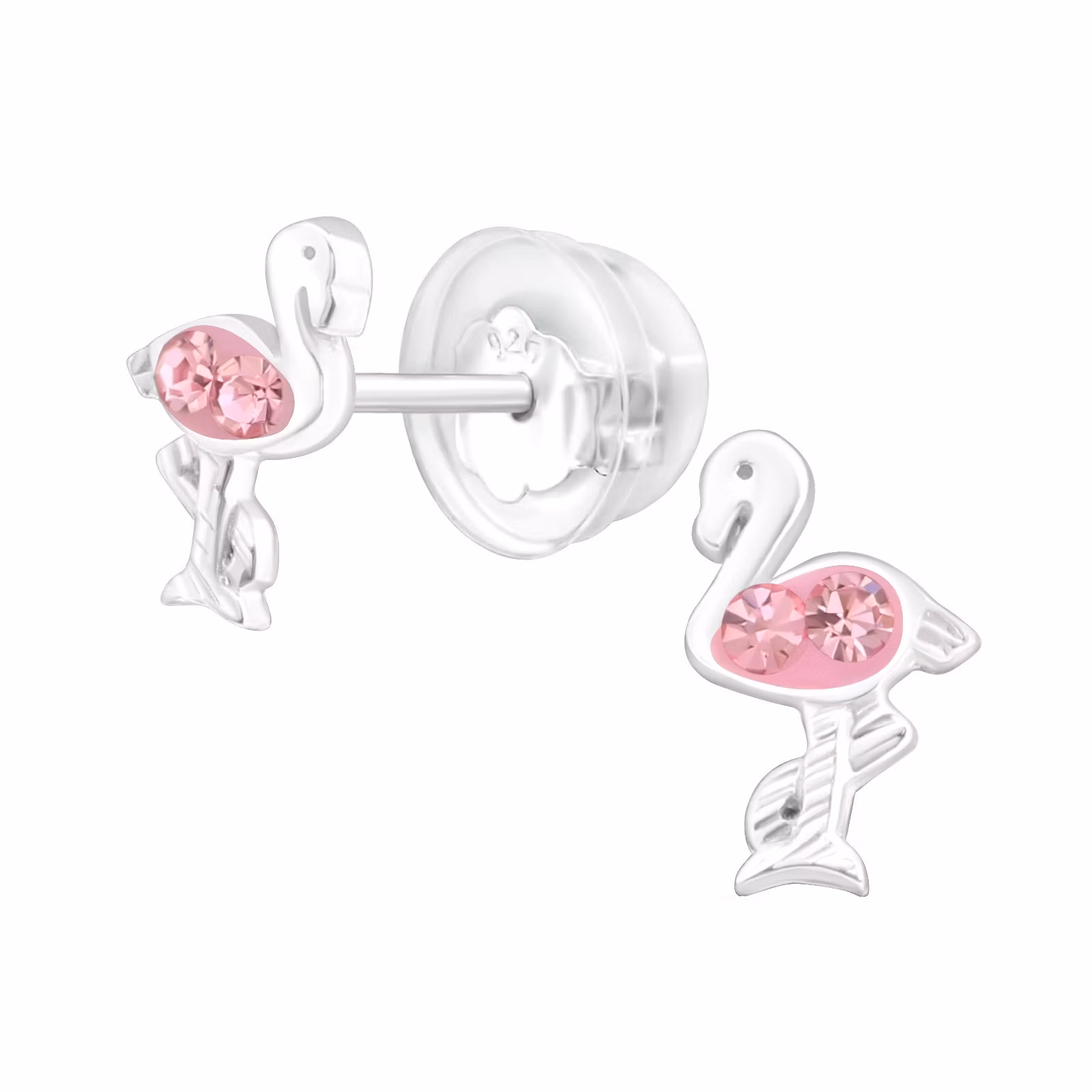 Barnörhängen Flamingo glitterstenar - Sweethearts örhängen till barn i äkta 925 sterling silver