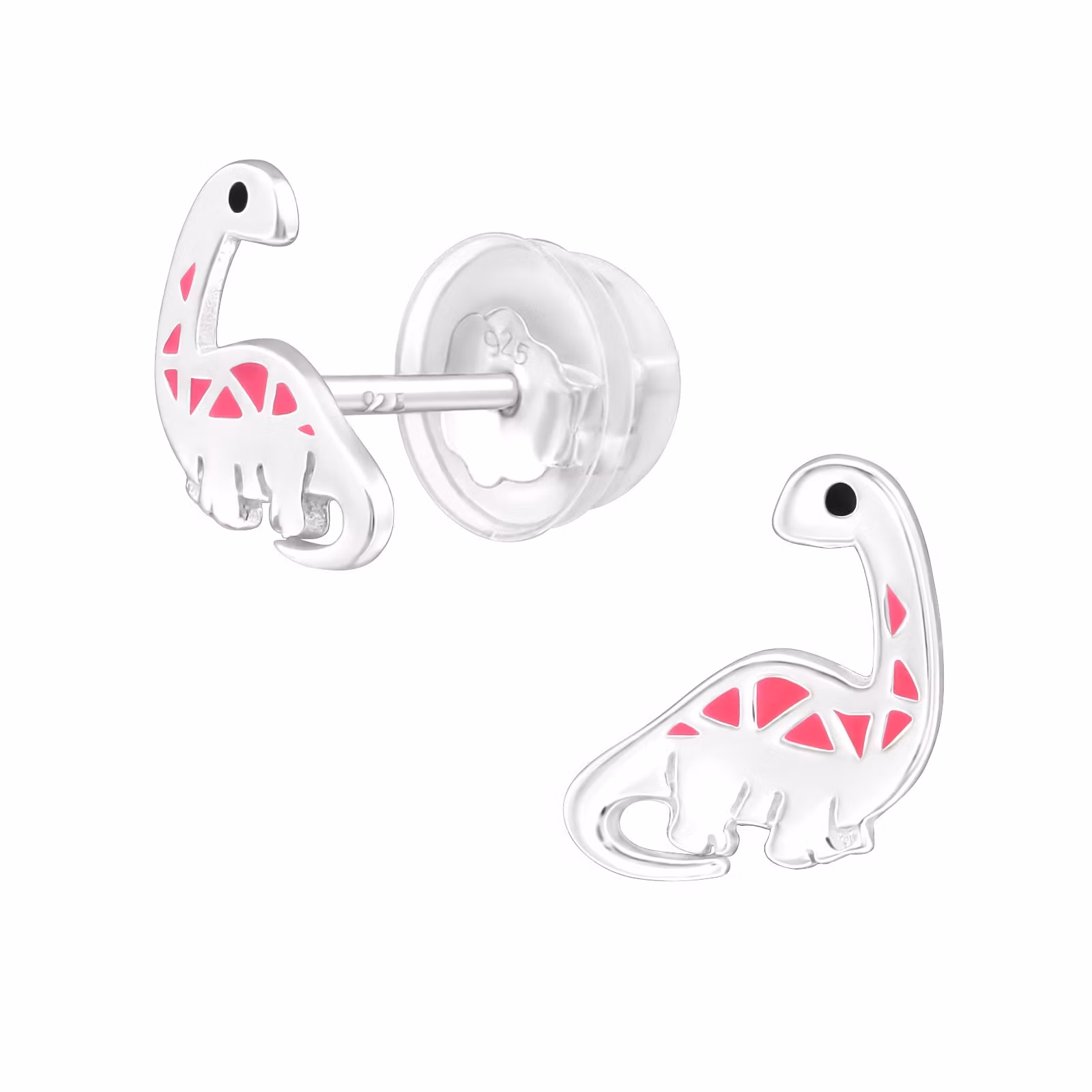 Barnörhängen Dinosaurie rosa - söta Sweethearts örhängen till barn i äkta 925 sterling silver