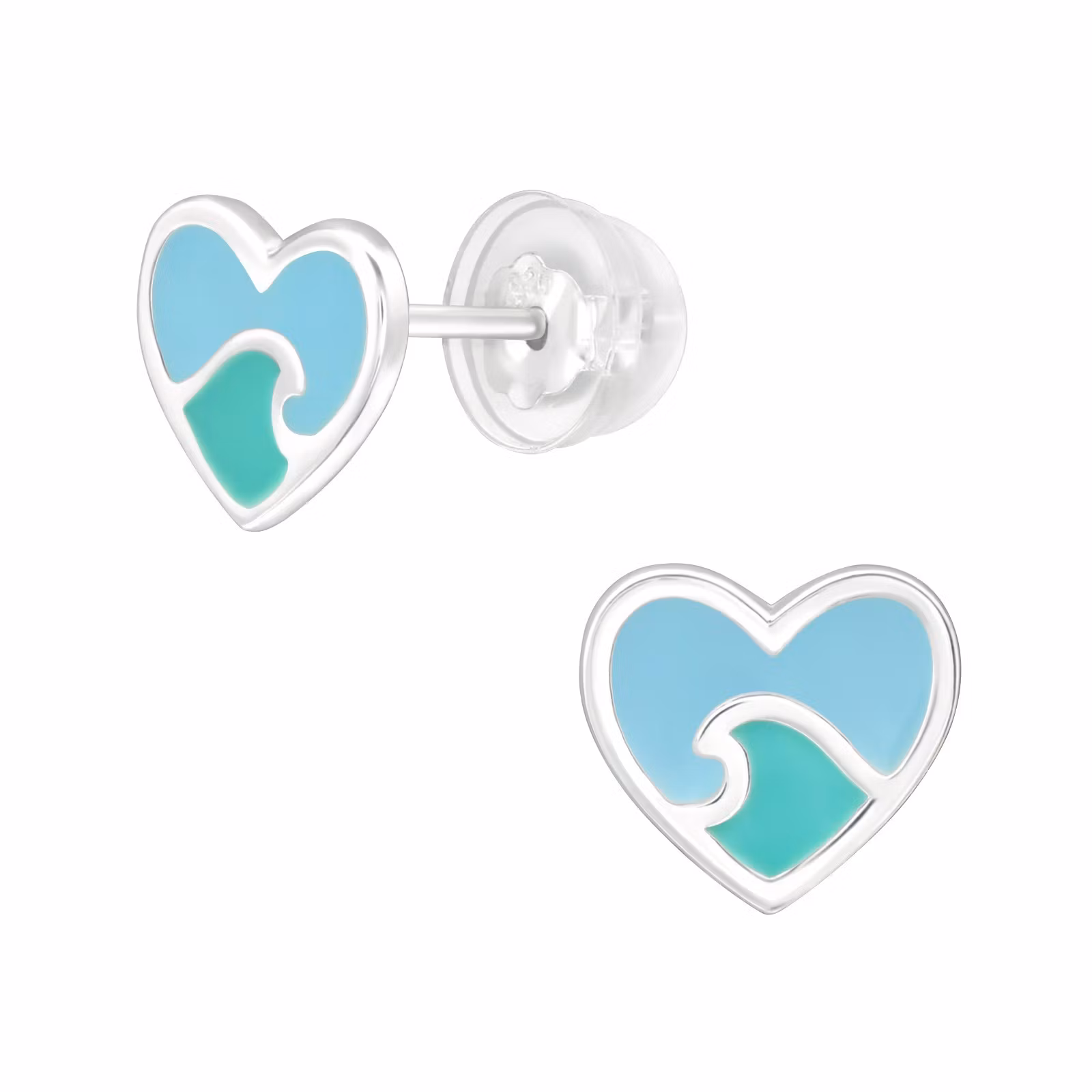 Barnörhängen Hjärtan Hav - söta Sweethearts örhängen till barn med hjärta i äkta 925 sterling silver