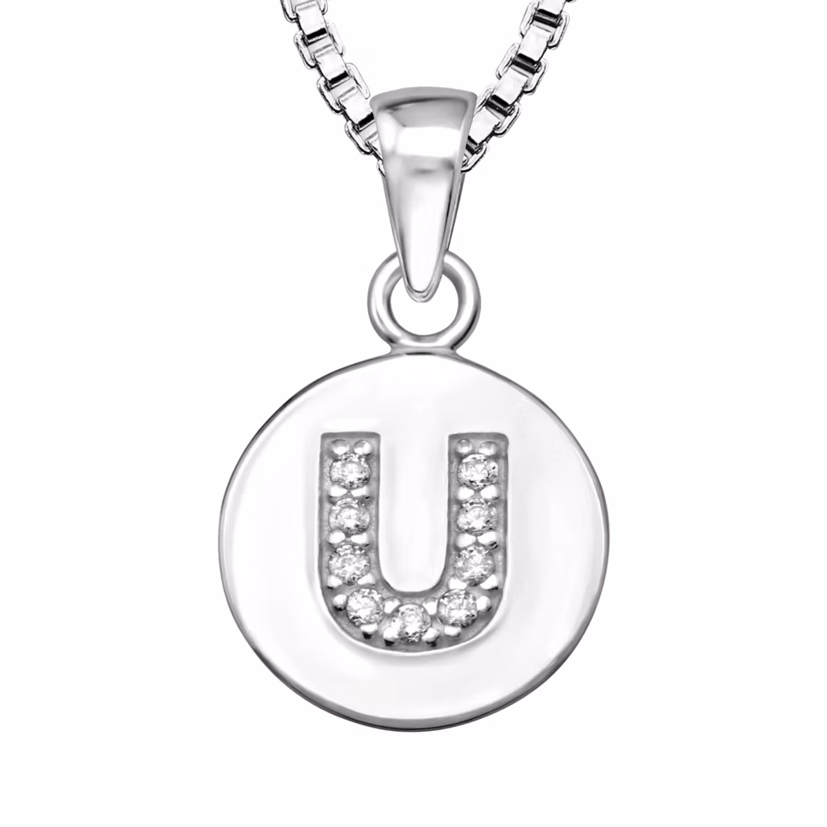 Bokstavshalsband U - Halsband med bokstav i äkta silver