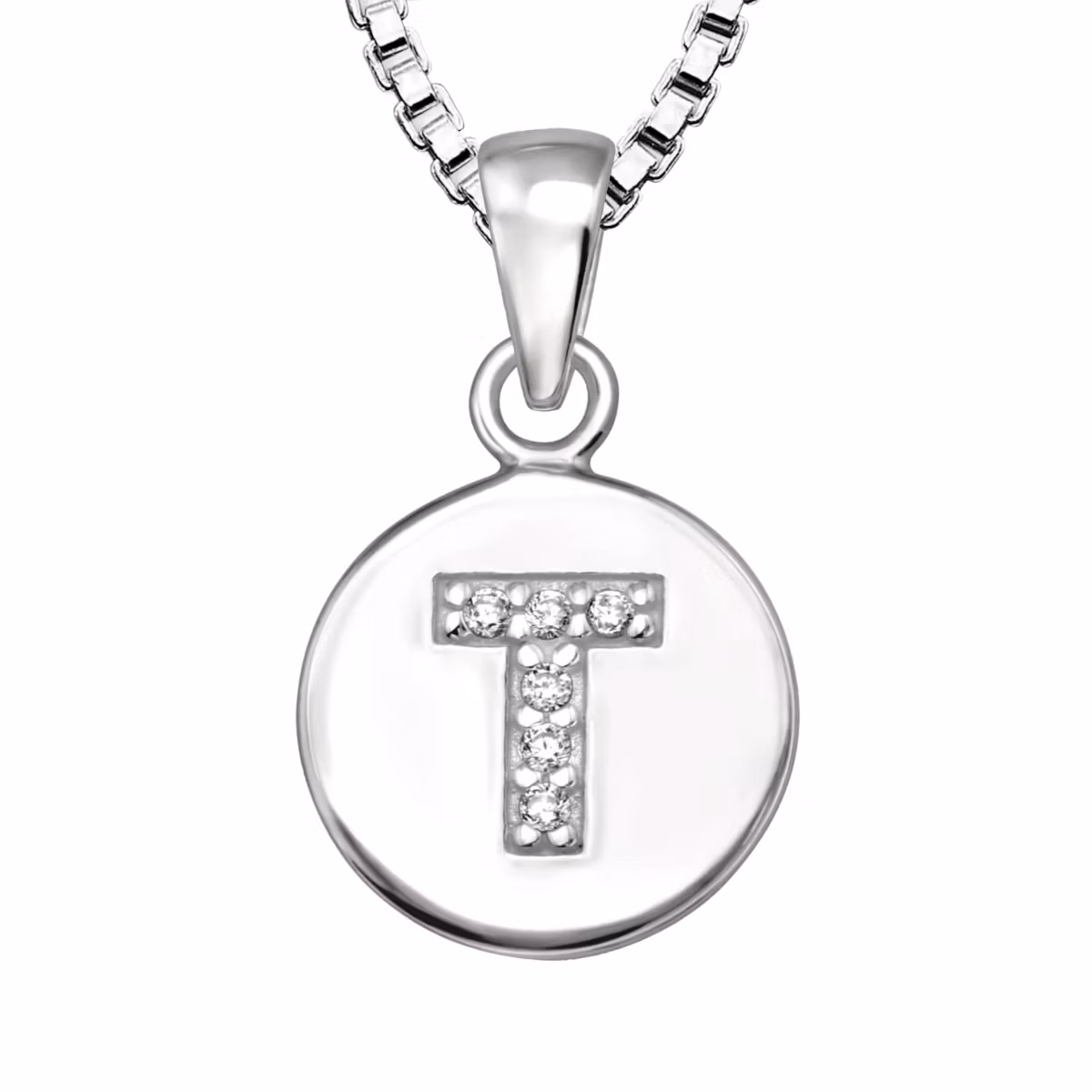 Bokstavshalsband T - Halsband med bokstav i äkta silver