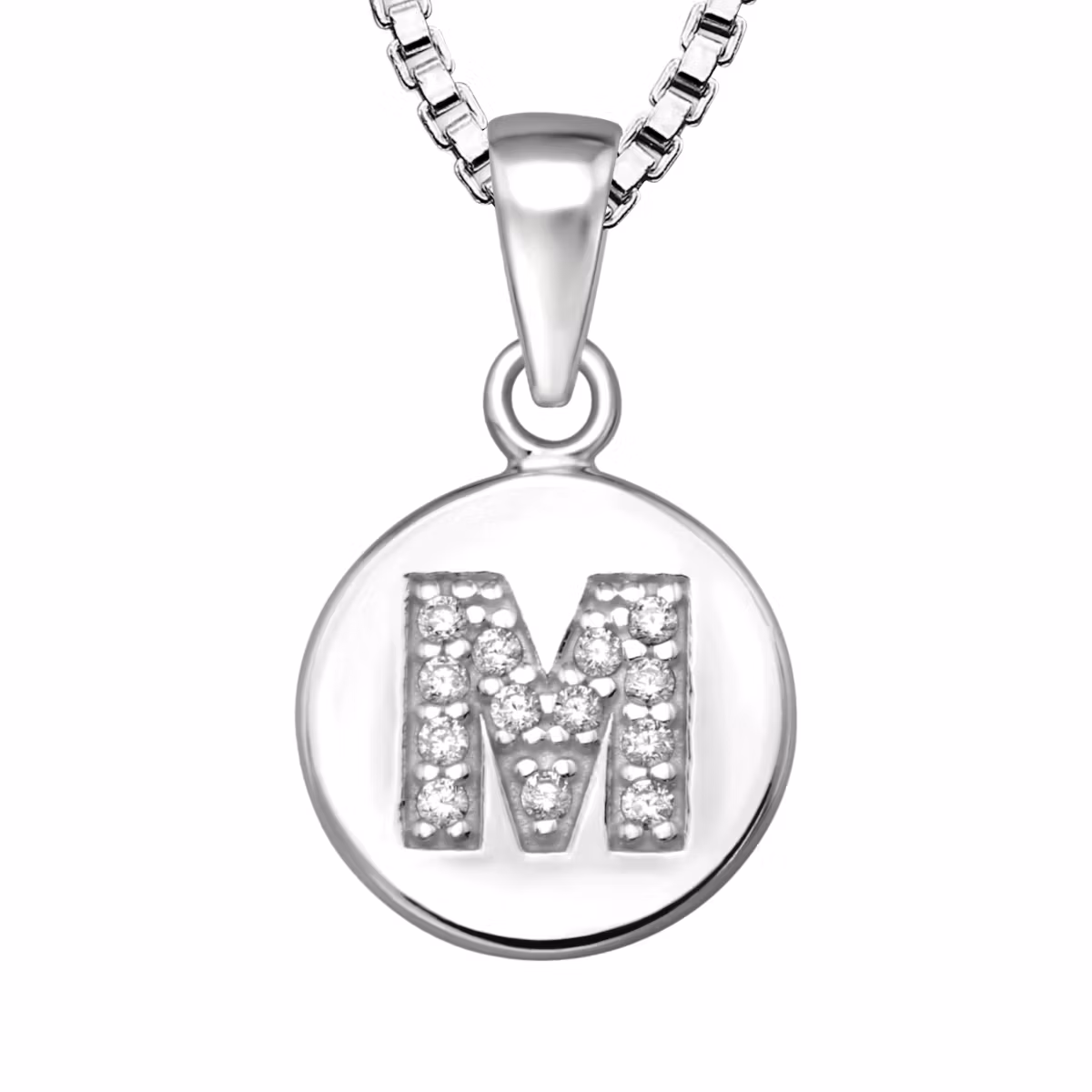 Bokstavshalsband M - Halsband med bokstav i äkta silver