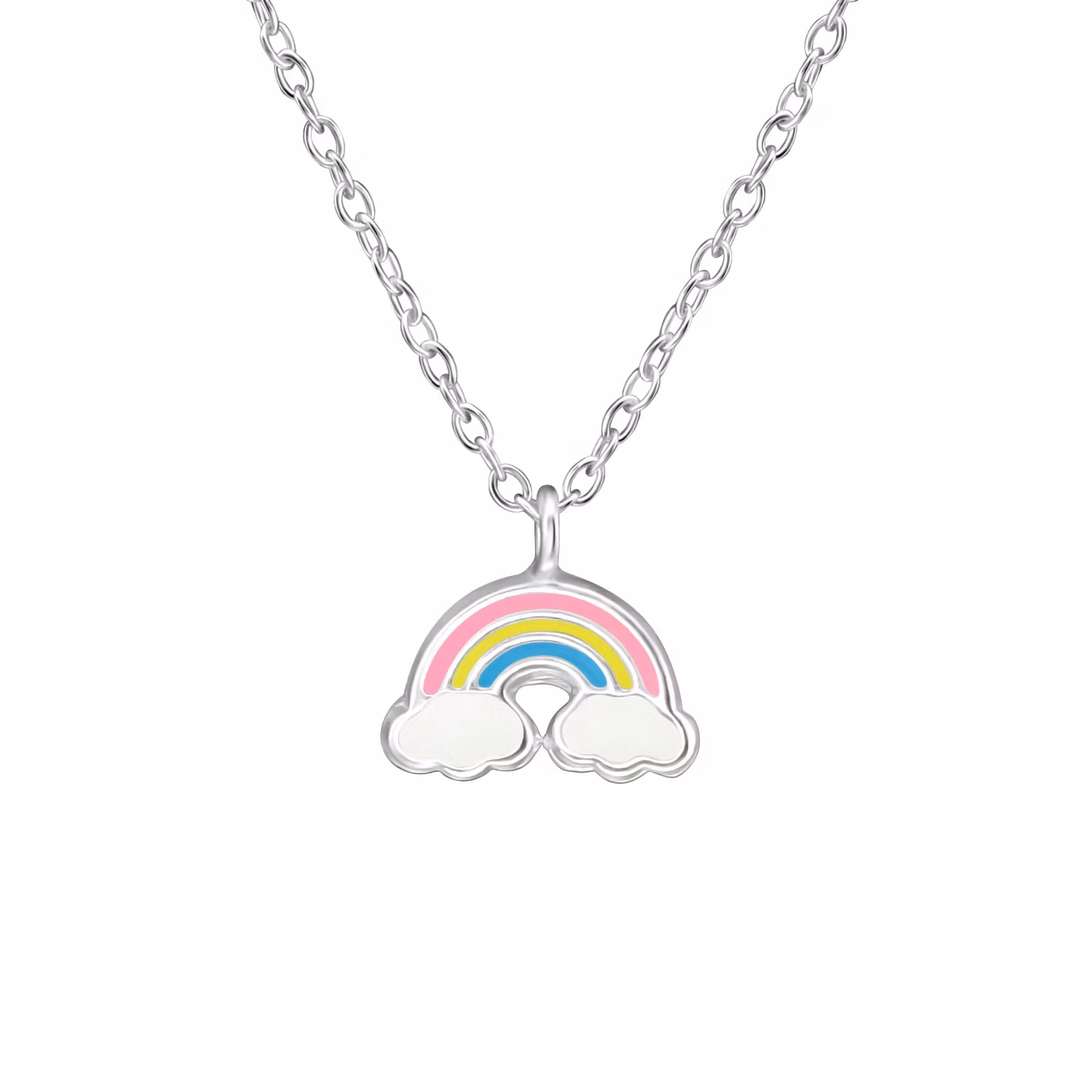 Barnhalsband Regnbåge i pastellfärger - sött halsband till barn i äkta 925 sterling silver