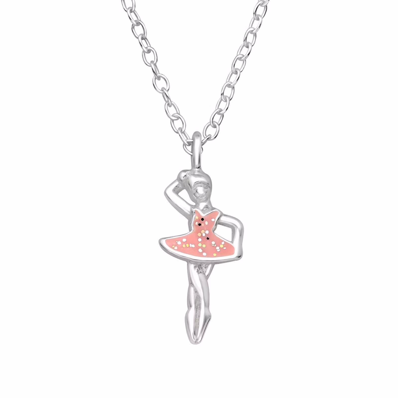 Barnhalsband Glittrande Ballerina - sött halsband till barn i äkta 925 sterling silver