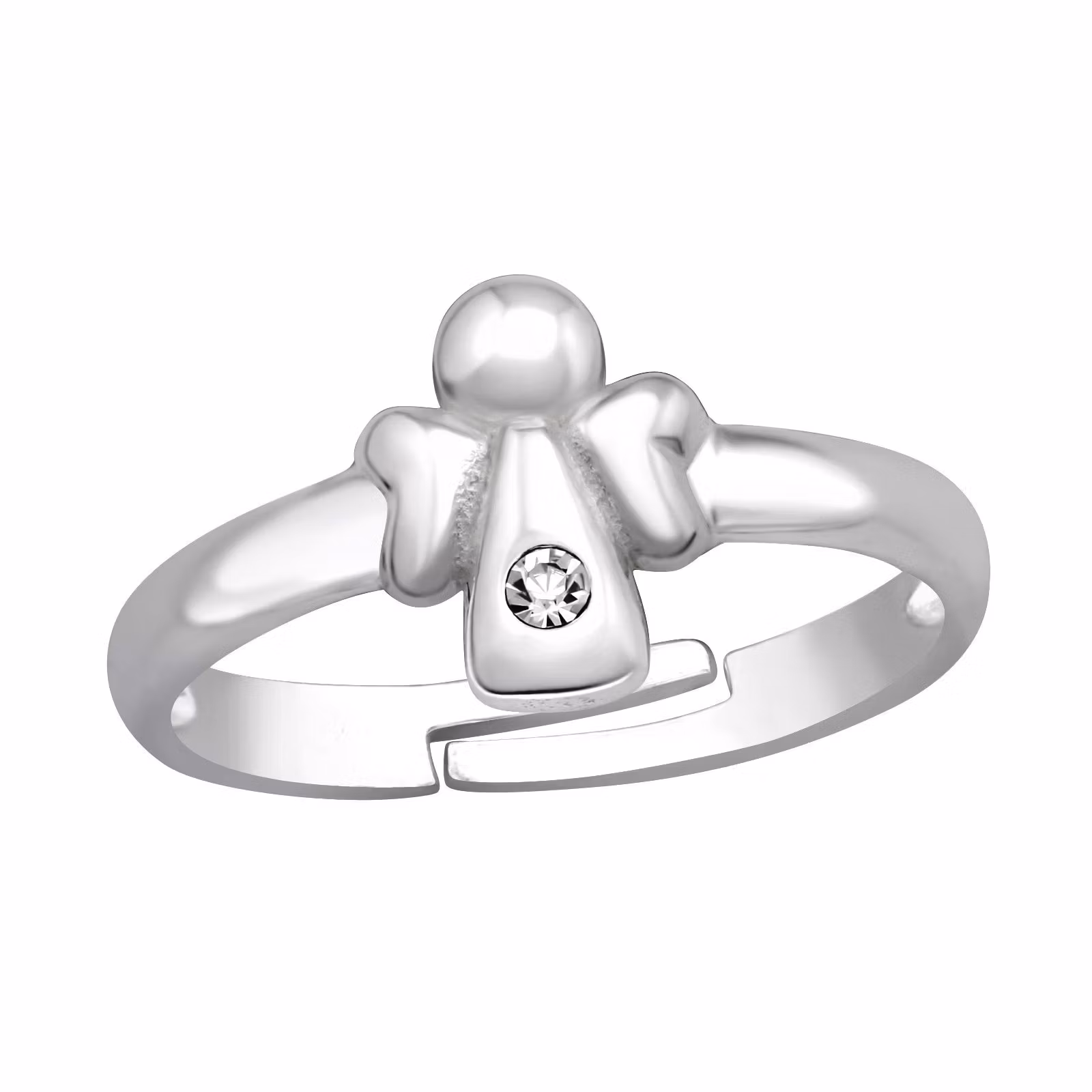 Ring till barn Ängel vit sten - söt, justerbar silverring - en barnring i äkta silver