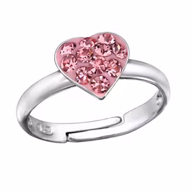 Barnring Glitterhjärta rosa - söt ring till barn i äkta silver