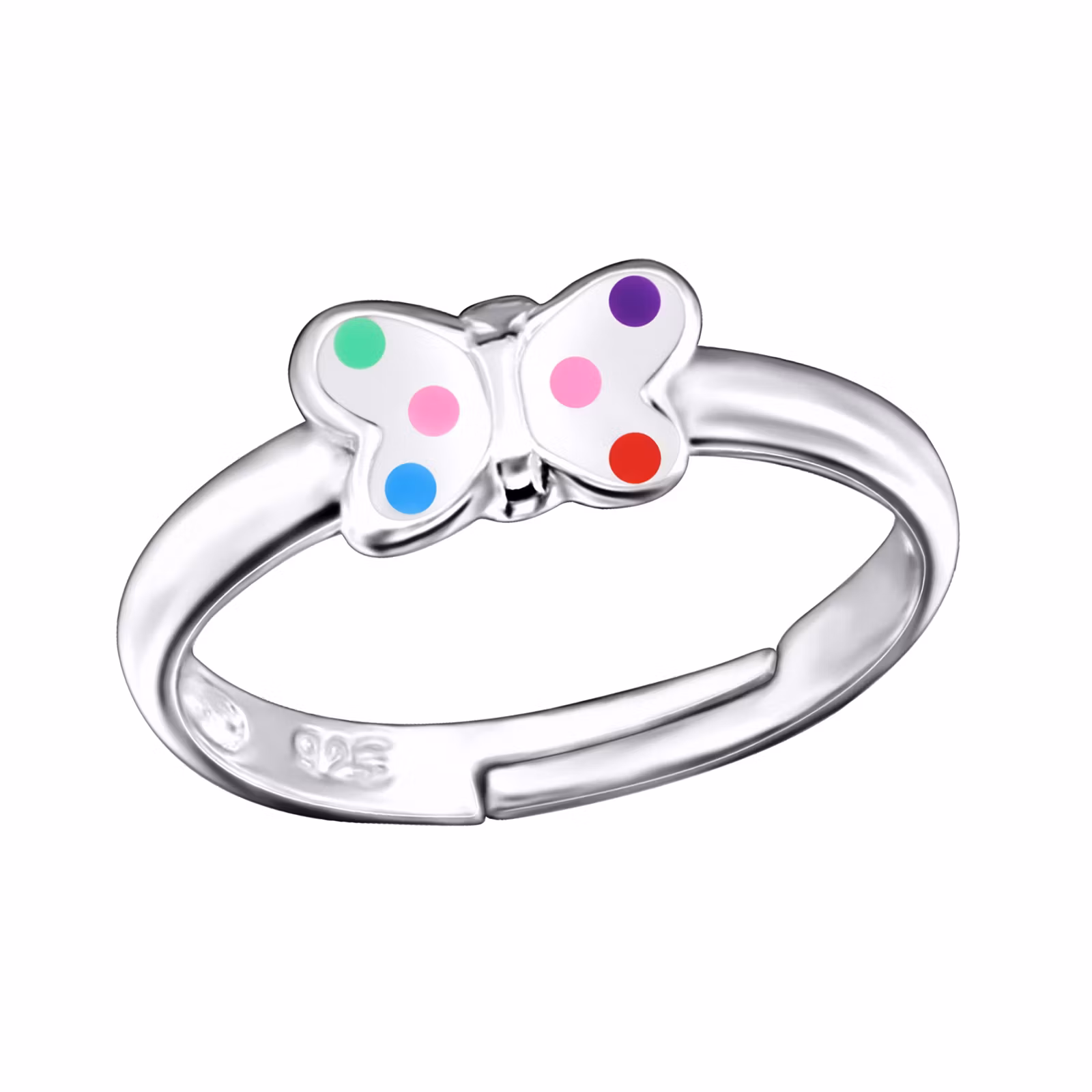 Ring till barn Fjäril silver - söt, justerbar silverring - en barnring i äkta silver
