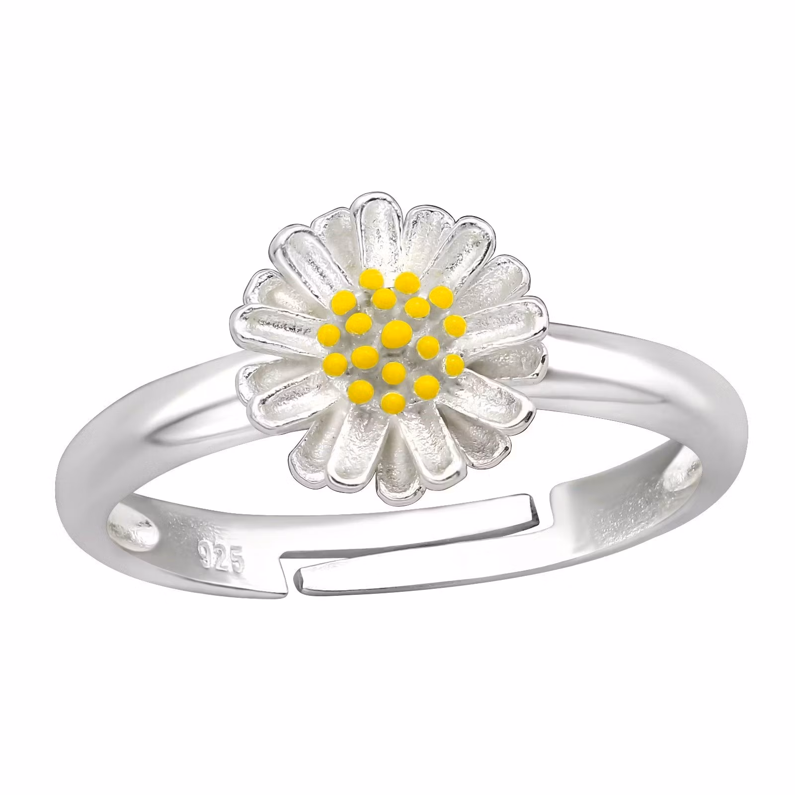 Ring till barn Silverblomma - söt, justerbar silverring - en barnring i äkta silver
