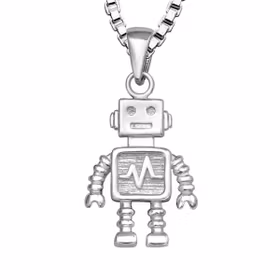 Barnhalsband Robot i silver - fint halsband till barn