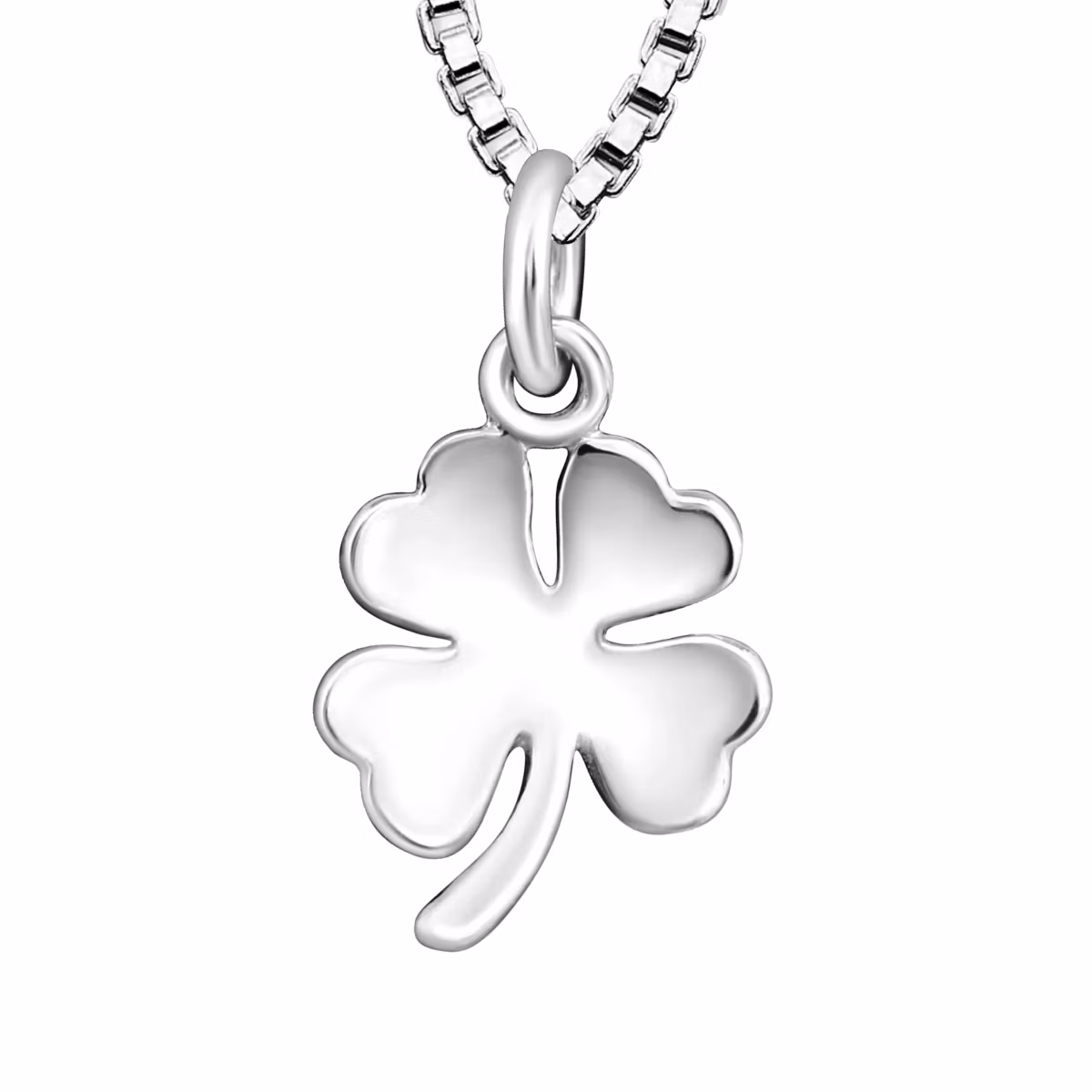 Doppresent till pojke med stilrent Fyrklöver - dopsmycke till kille - halsband i äkta 925 sterling silver