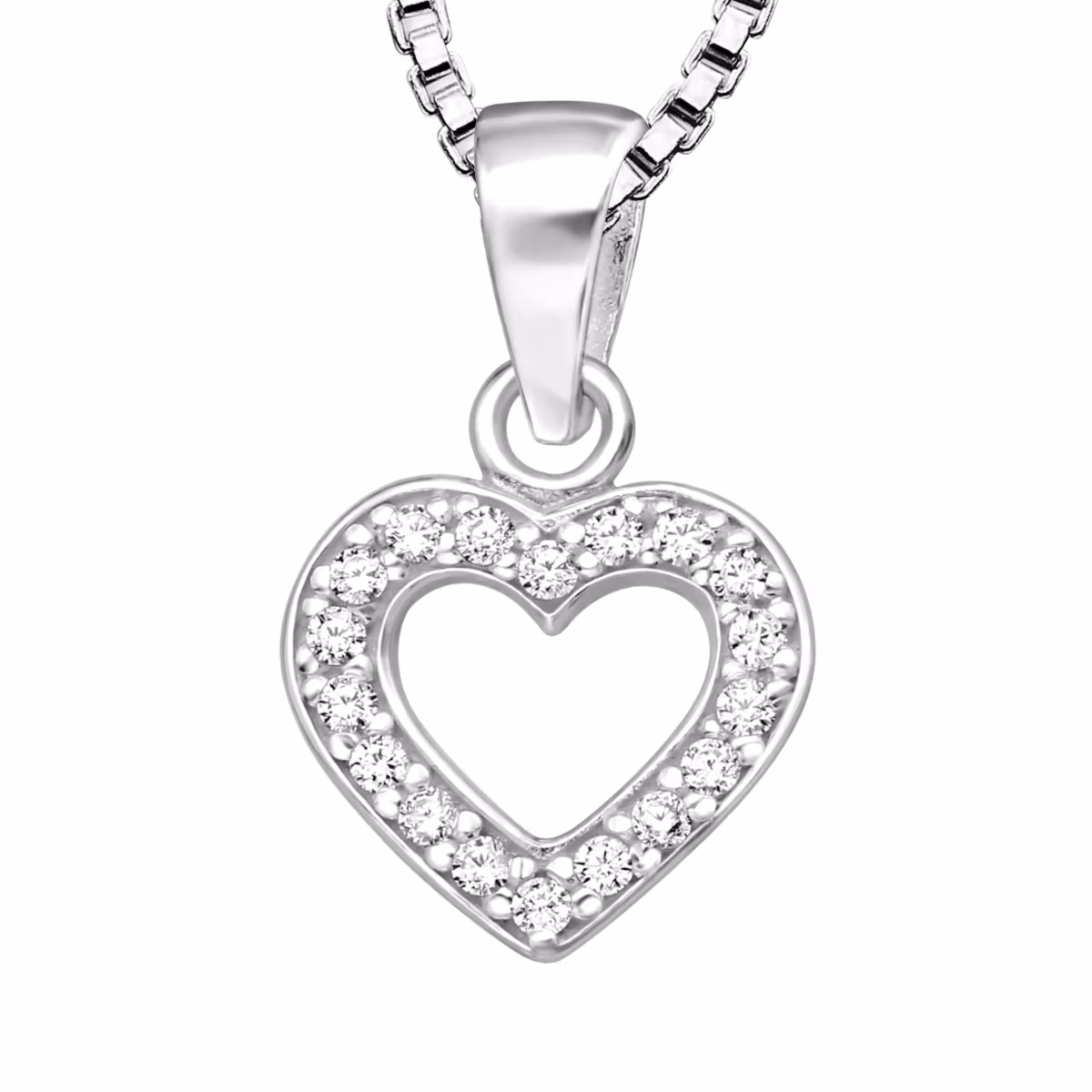 Doppresent flicka - dopsmycke litet Hjärta med stenar i äkta 925 sterling silver