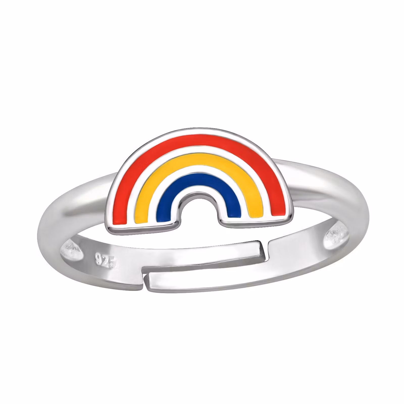 Barnring klassisk Regnbåge - söt justerbar ring till barn i äkta 925 sterling silver