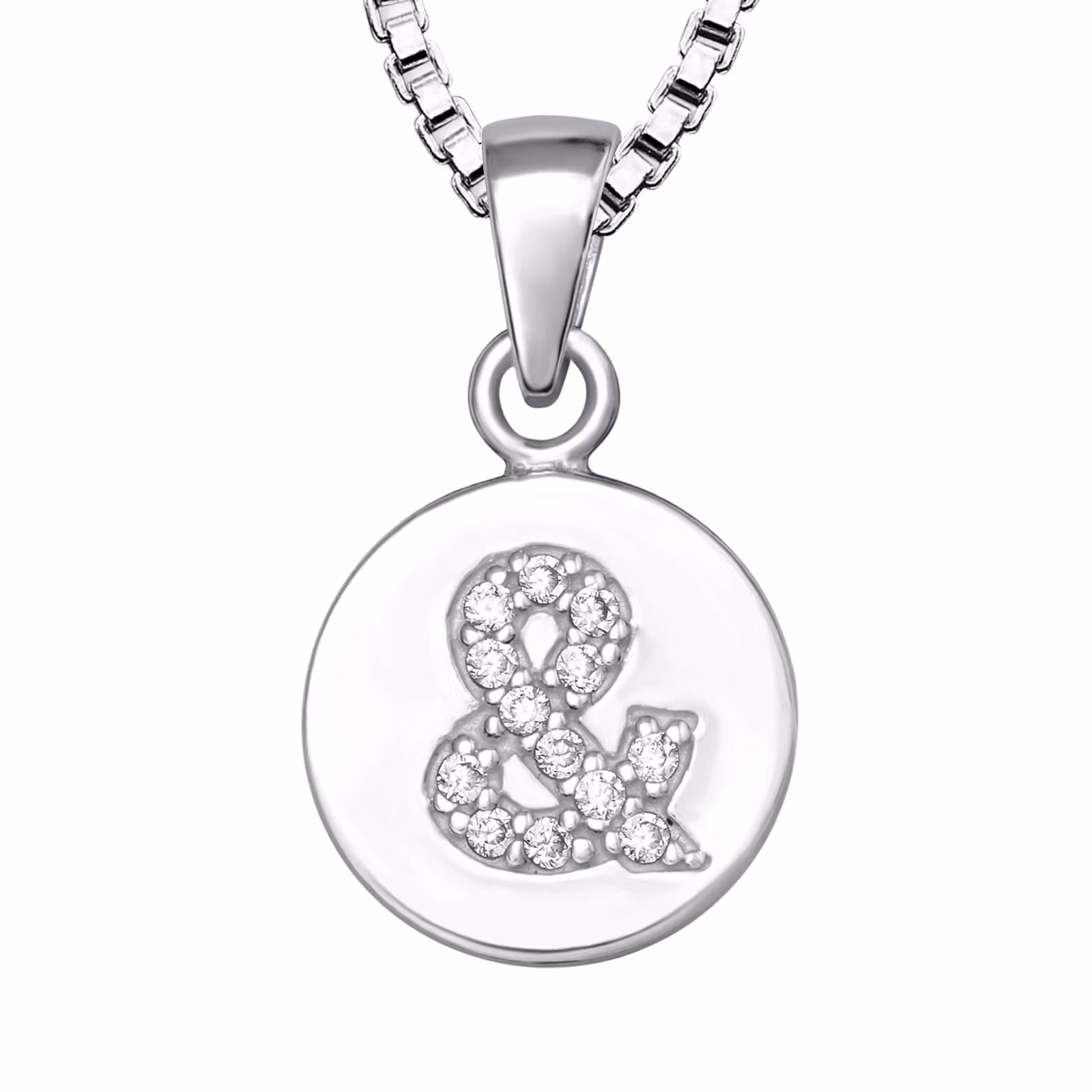 Halsband platta med & tecken i äkta sterling silver