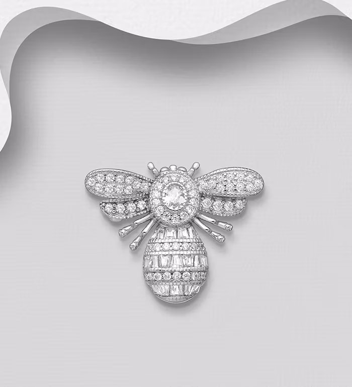 Sølvbroche Sommerfugl med glitrende Cubic Zirkonia sten