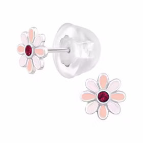 Barnörhängen Rosa Blommor - örhängen till barn i äkta silver