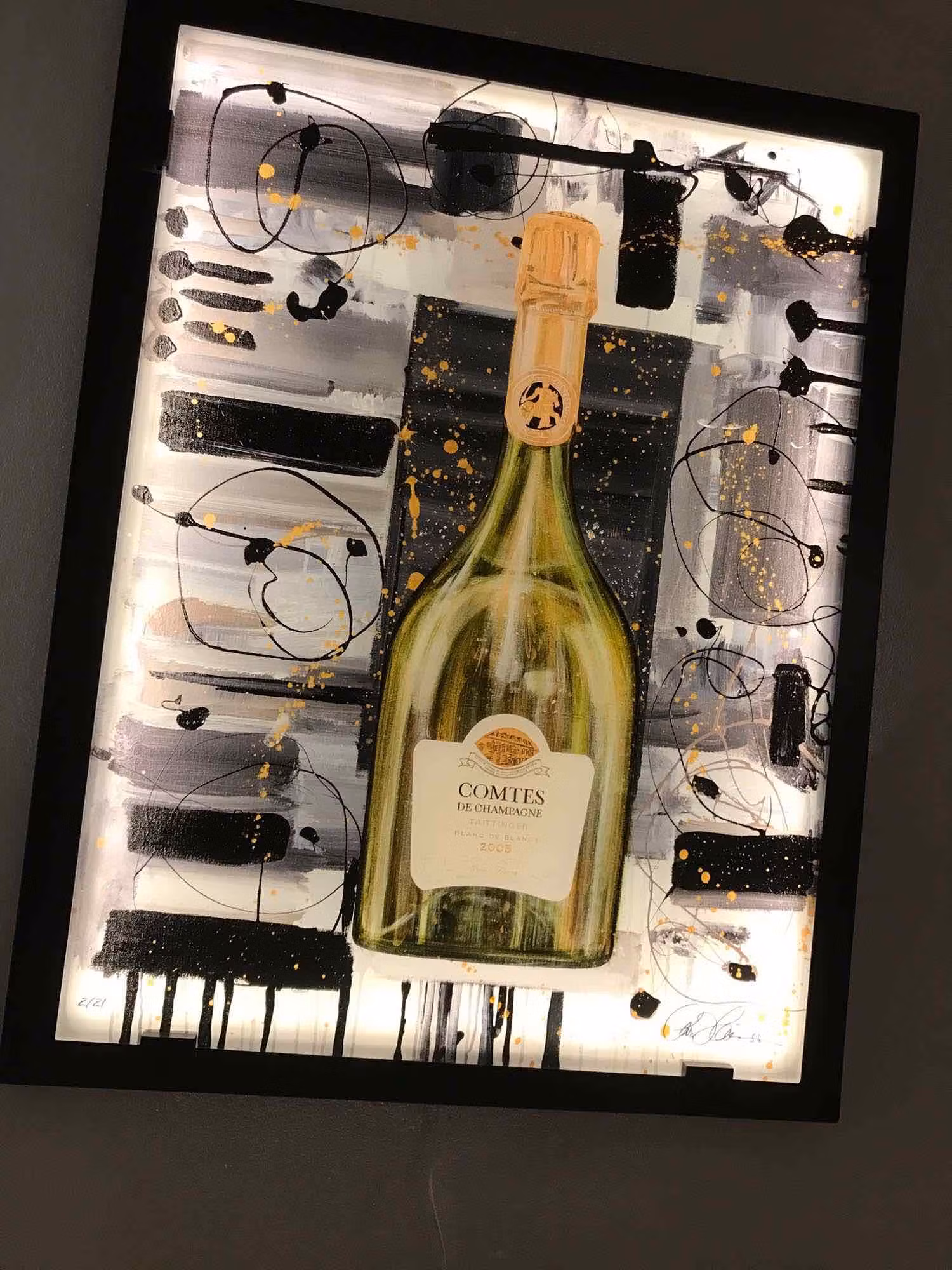 TATTINGER COMTE DE CHAMPAGNE -LEDLIGHT ART/SOLID GLASS