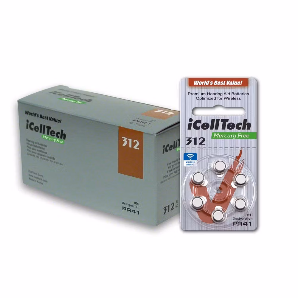 iCellTech PR41 Hörapparatsbatteri 312/Brun 6-pack