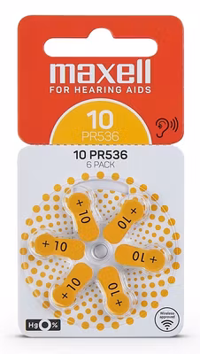 Maxell PR536 Hörapparatsbatteri 10/Gul 6-pack