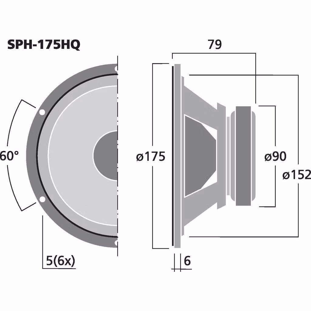 Monacor SPH-175HQ 6 3/4'' Bas/mellanregisterhögtalare