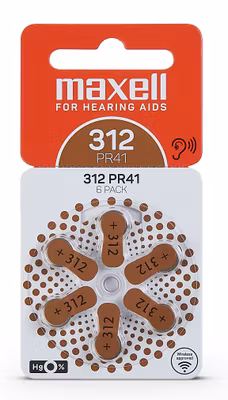 Maxell PR41 Hörapparatsbatteri 312/Brun 6-pack