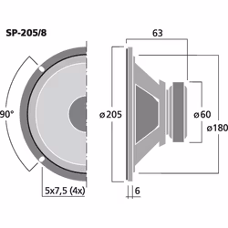 Monacor SP-205/8 8'' bredbandshögtalare