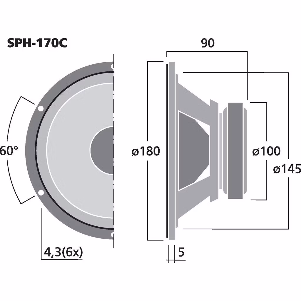 Monacor SPH-170C 6 1/2'' Bas/mellanregisterhögtalare