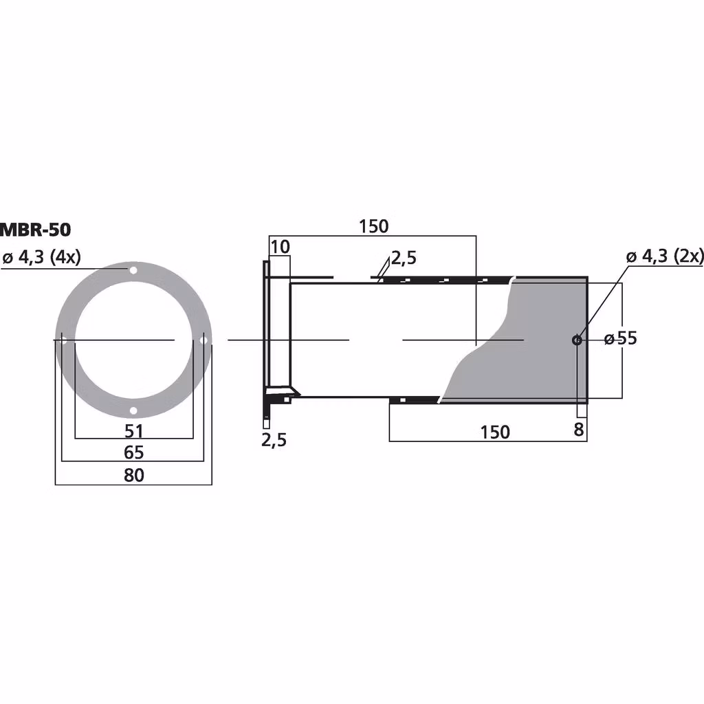 Monacor MBR-50 Basreflexrör 50mm