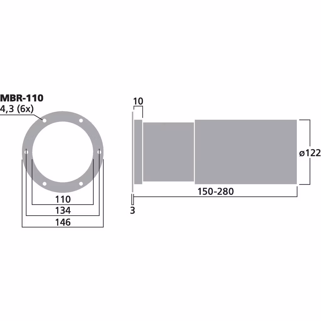 Monacor MBR-110 Basreflexrör 110mm