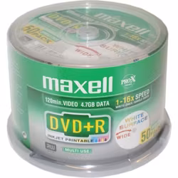 Maxell DVD+R 4,7GB InkJet Printable  50st
