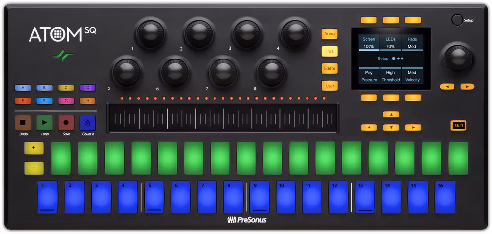 Presonus Atom SQ, Pad controller produktion och framförande