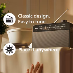 Philips Bärbar analog FM/MW-radio TAR2509. Nät- eller batteridriven.
