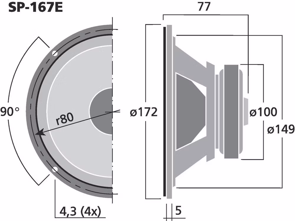 Monacor SP-167E 6½", 35Wrms, 4ohm