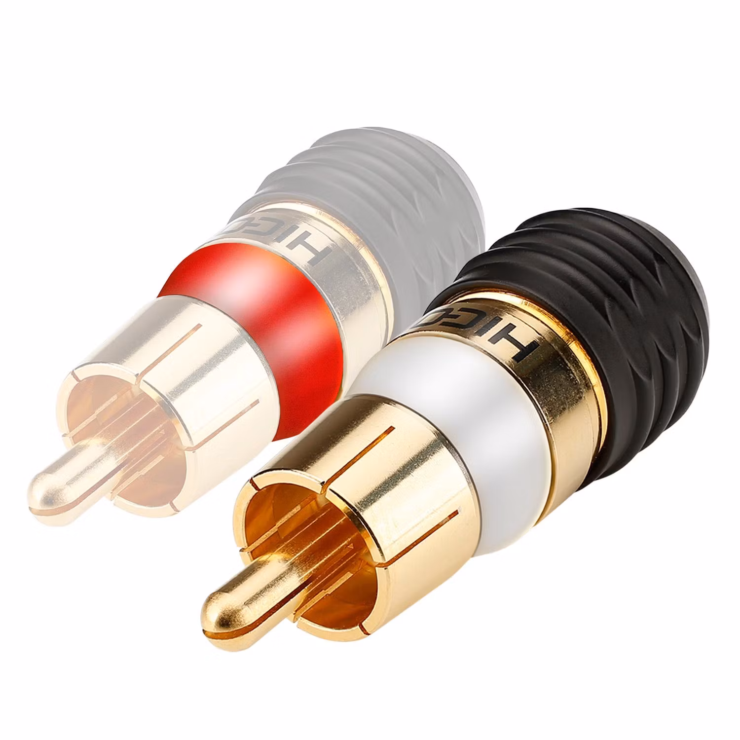 HICON RCA Skruva & spela, 2-pole , skruv-typ-hane kontakt, hård guldpläterad kontakt(er), rak (pris/st)