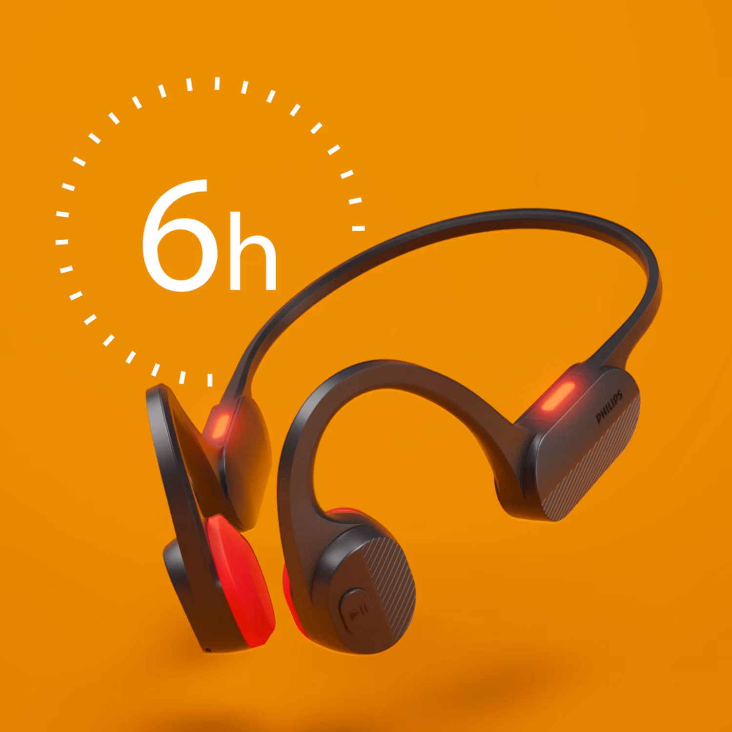 Philips TAA5608BK Trådlösa open-ear-sporthörlurar, bone conduction, IPX5-klass. Svarta.