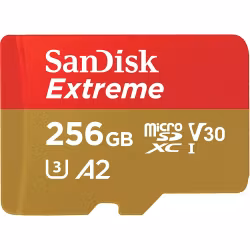 SANDISK MicroSDXC Extreme Adapter, Upp Till 190MB/s A2 C10 V30. Få extrema hastigheter för snabb överföring, app-prestanda och 4K UHD.