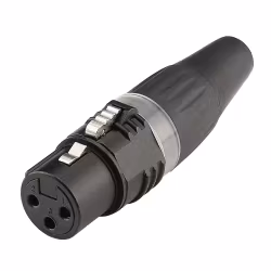 HICON HI-X3CF-BLK XLR BASIC, 3-polig hona, silverpläterade kontakter, svart metallhölje, svart plastlock, 3-chuck dragavlastning förnicklat metallhölje