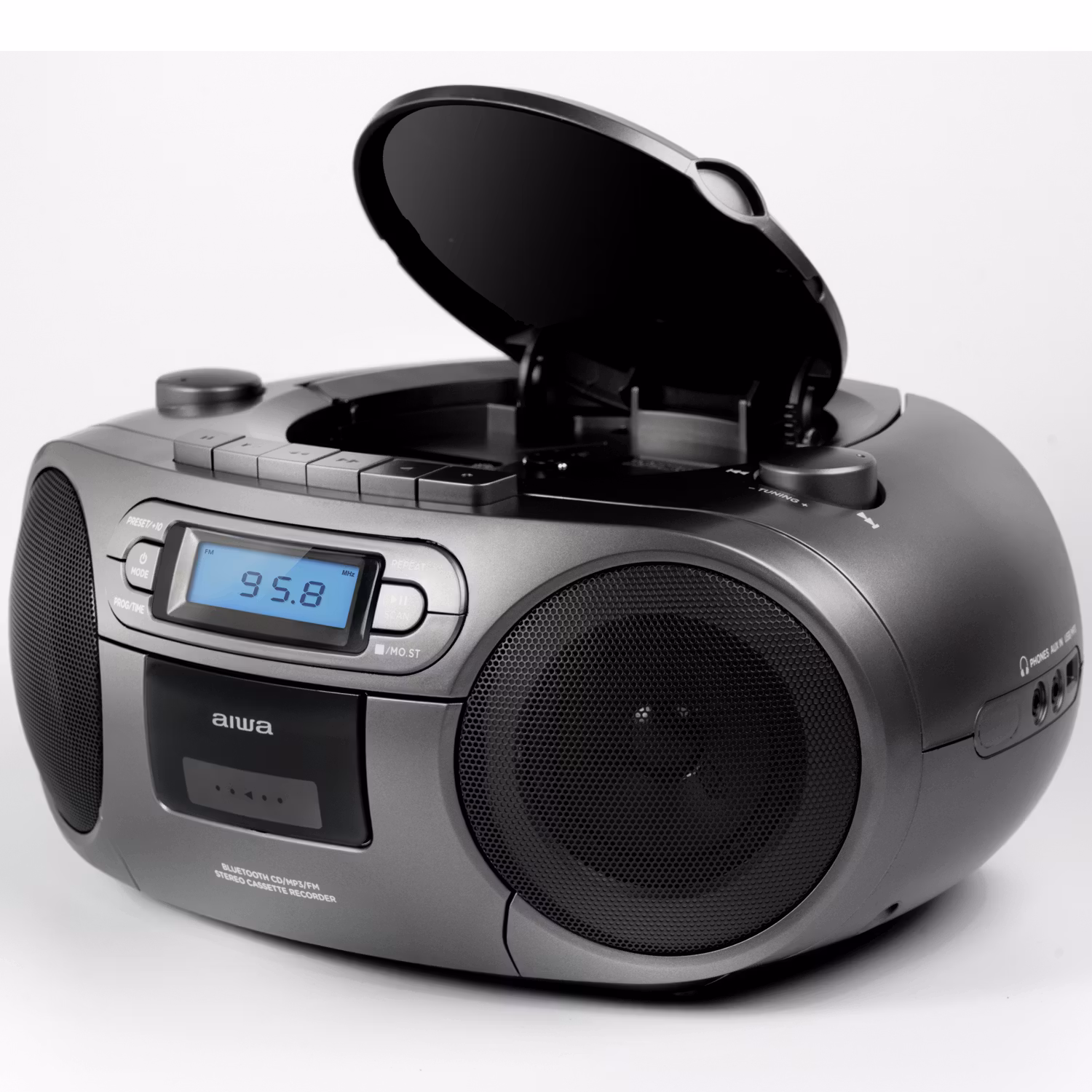 AIWA BBTC-550MG Kassettradio CD/FM-radio/Kassettband/USB/BT Mörkgrå