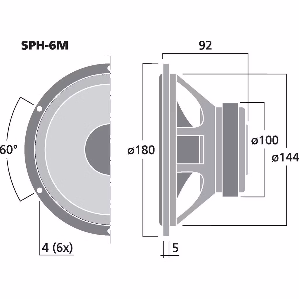 Monacor  SPH-6M 6", 15Wrms, 8ohm