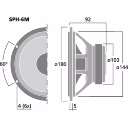 Monacor  SPH-6M 6", 15Wrms, 8ohm
