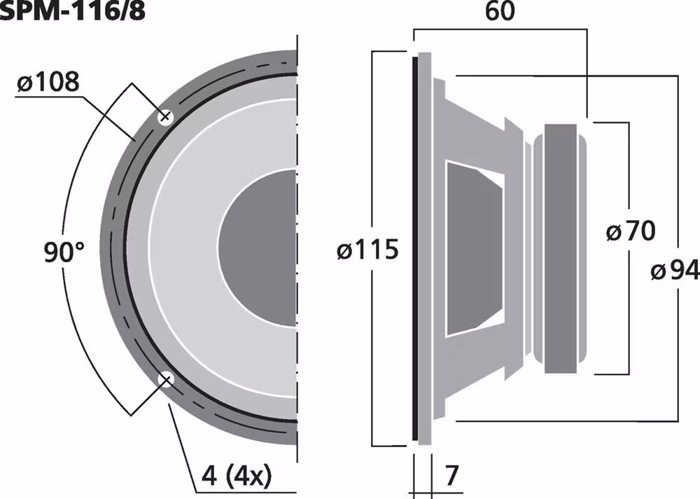 Monacor SPM-116/8 4", 40Wrms, 8ohm