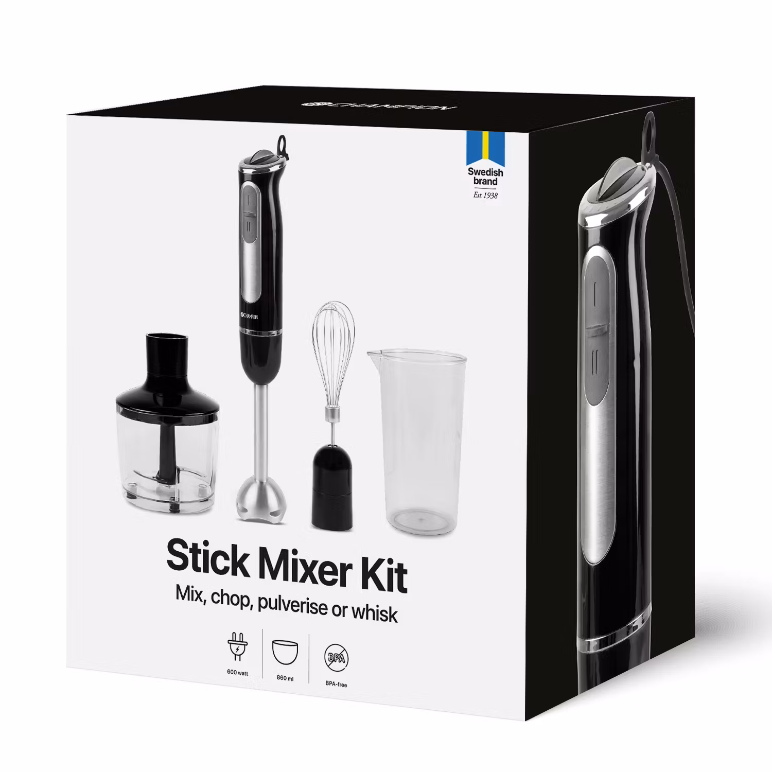 Champion STM200 Stavmixer MultiKit 600W Rostfri/Svart