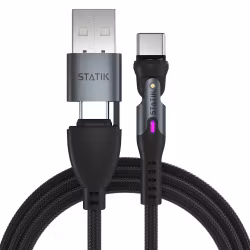 STATIK Kabel 360 Pro Magnetisk Spets USB-C/Lightning/MicroUSB Svart 1m