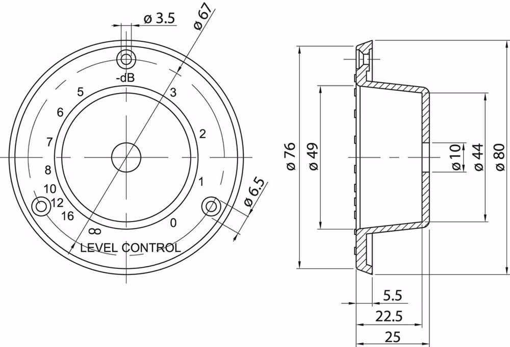 Monacor KN-42P/SI L-pad, Knapp silver