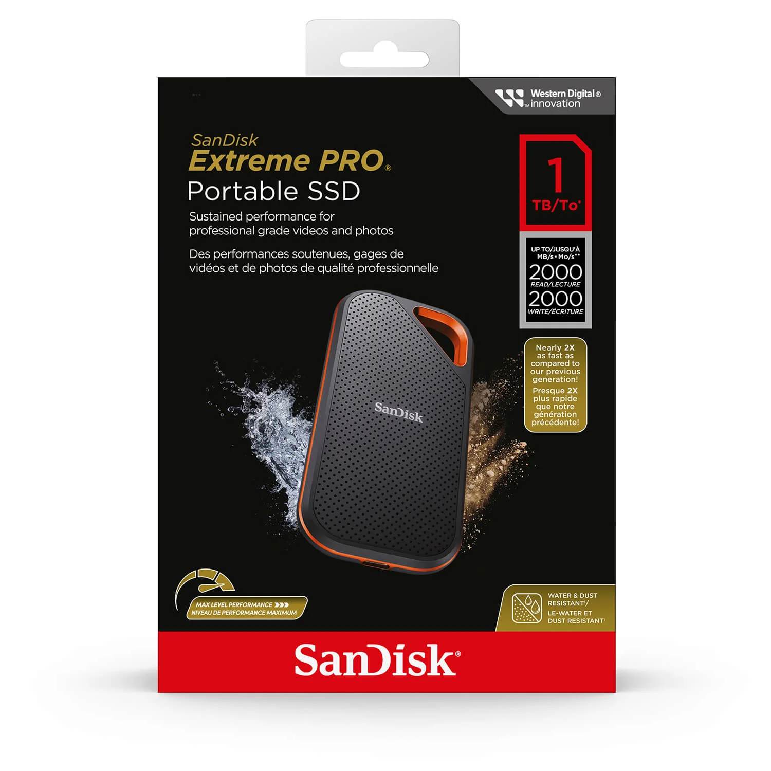 SANDISK Bärbar SSD Extreme PRO 1TB Upp Till 2000MB/s