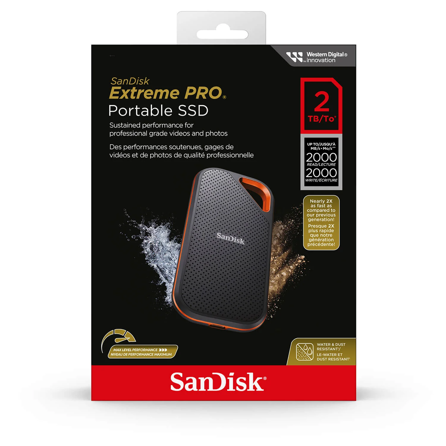 SANDISK Bärbar SSD Extreme PRO 2TB Upp Till 2000MB/s