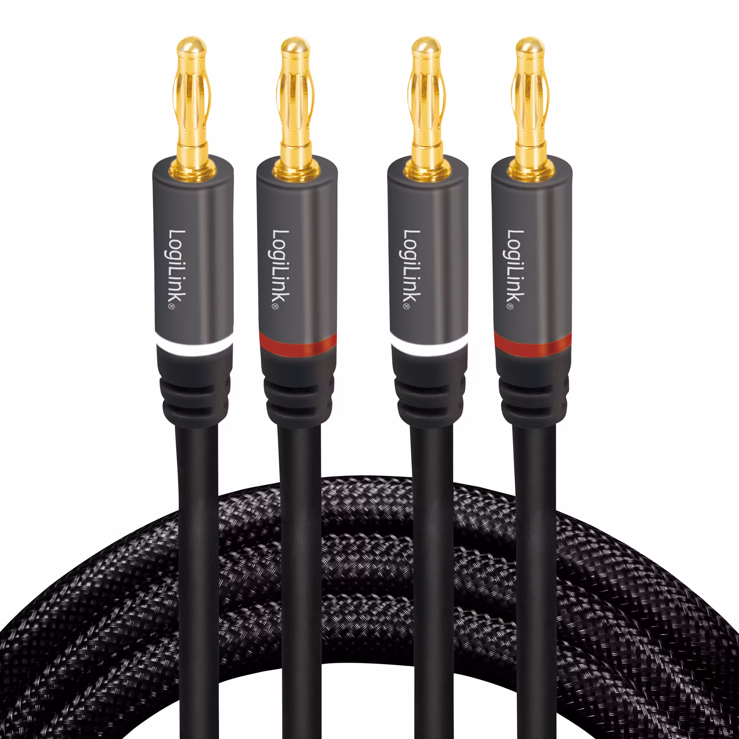 LogiLink Högtalarkabel 2x2,5 mm² med banankontakter Svart 3 meter