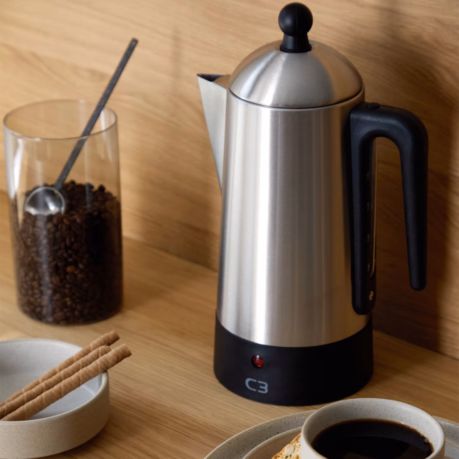 C3 Perkolator Design Borstat Rostfritt stål 6kp