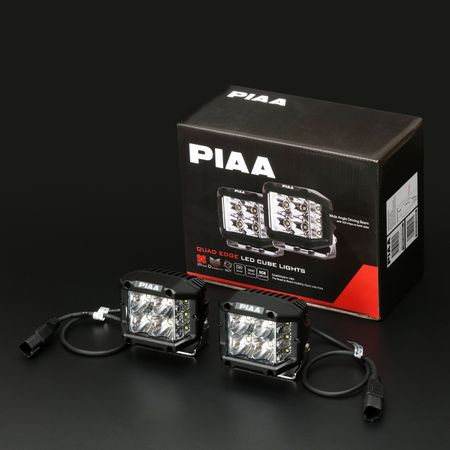PIAA 4″ 5600K 24W Quad Edge LED Cube Wide Driving Lights Kit (ECE)