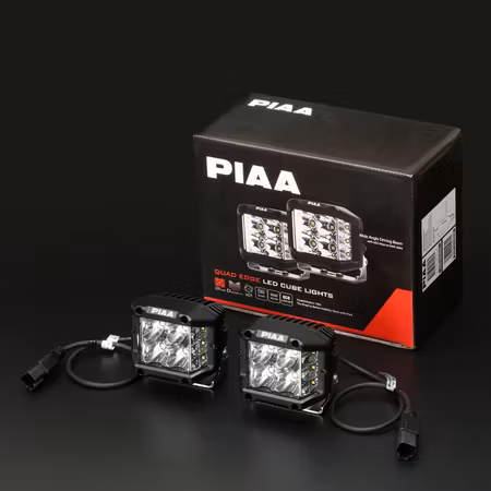 PIAA 4″ 5600K 24W Quad Edge LED Cube Wide Driving Lights Kit (ECE)